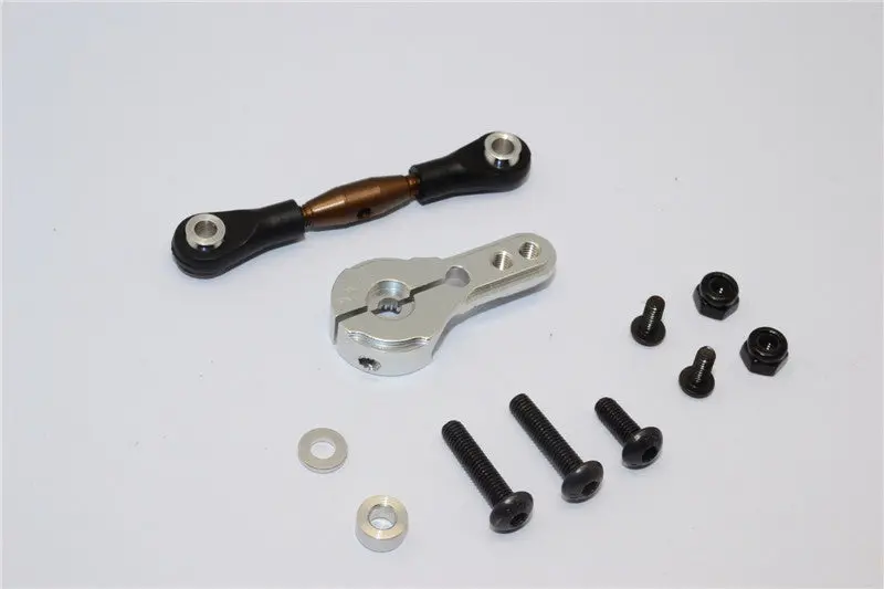Axial Yeti Spring Steel Anti-Thread Tie Rod With Aluminum Servo Horn For 24T Spline Output Shaft - 1 Set Silver 1