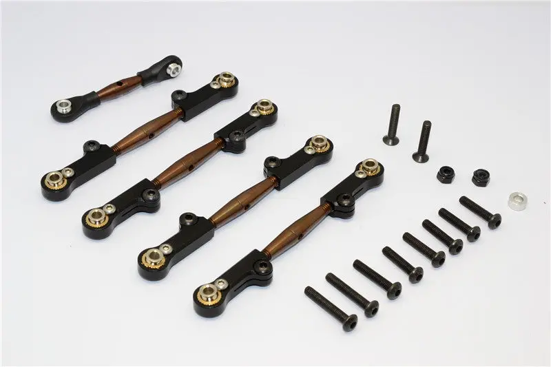 Axial Yeti Spring Steel Completed Anti-Thread Tie Rod With Aluminum Ends - 5 Pcs Set Black 1