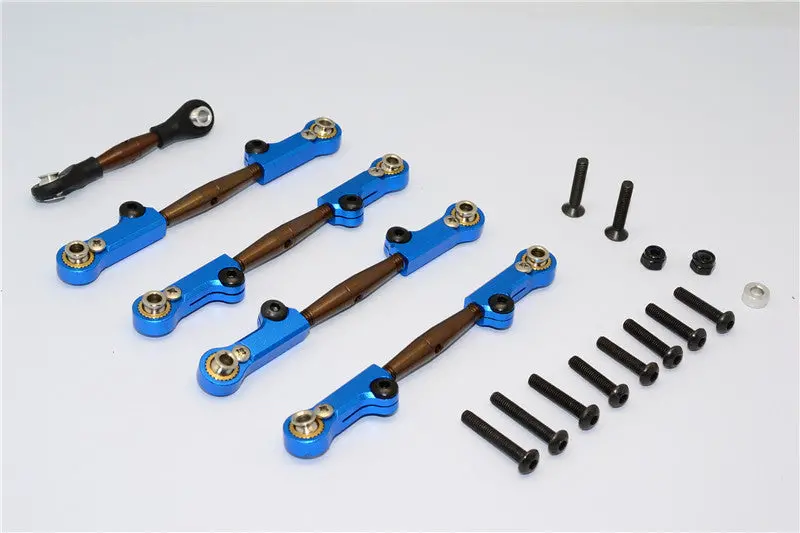 Axial Yeti Spring Steel Completed Anti-Thread Tie Rod With Aluminum Ends - 5 Pcs Set Blue 1