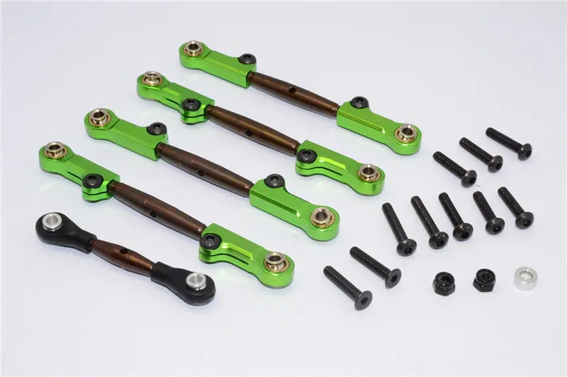Axial Yeti Spring Steel Completed Anti-Thread Tie Rod With Aluminum Ends - 5 Pcs Set Green 1