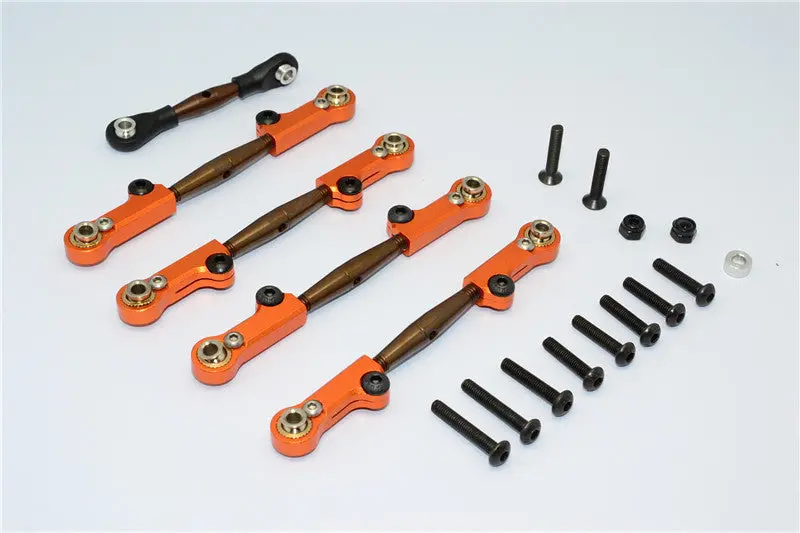 Axial Yeti Spring Steel Completed Anti-Thread Tie Rod With Aluminum Ends - 5 Pcs Set Orange 1