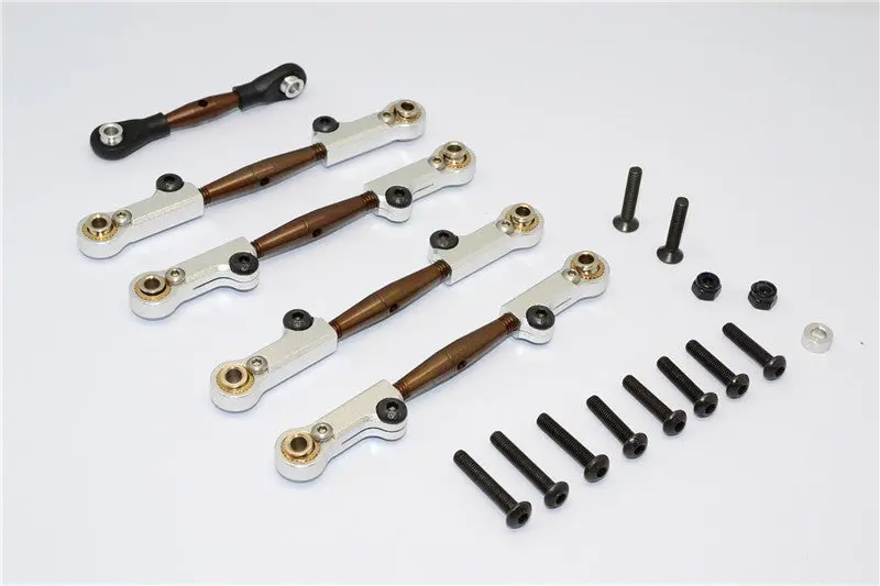 Axial Yeti Spring Steel Completed Anti-Thread Tie Rod With Aluminum Ends - 5 Pcs Set Silver 1