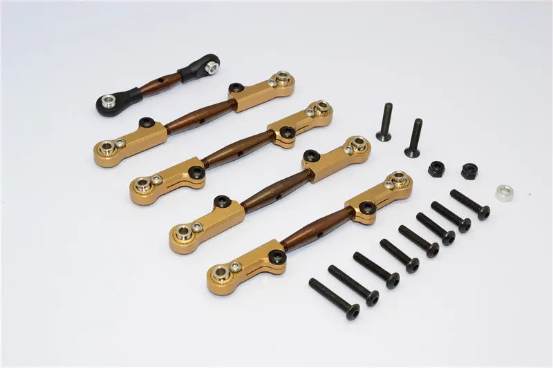 Axial Yeti Spring Steel Completed Anti-Thread Tie Rod With Aluminum Ends - 5 Pcs Set Titanium 1