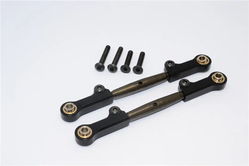 Axial Yeti Spring Steel Steering Anti-Thread Tie Rod With Aluminum Ends - 1Pr Set Black 1