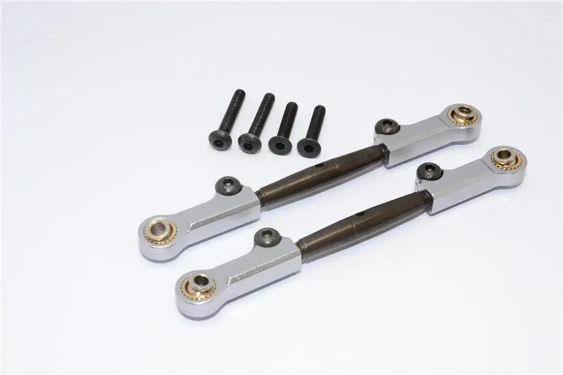 Axial Yeti Spring Steel Steering Anti-Thread Tie Rod With Aluminum Ends - 1Pr Set Gray Silver 1