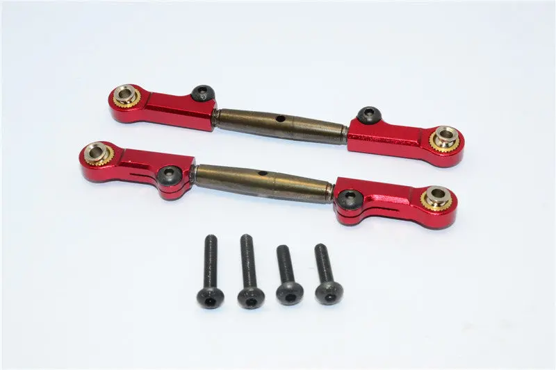 Axial Yeti Spring Steel Steering Anti-Thread Tie Rod With Aluminum Ends - 1Pr Set Red 1