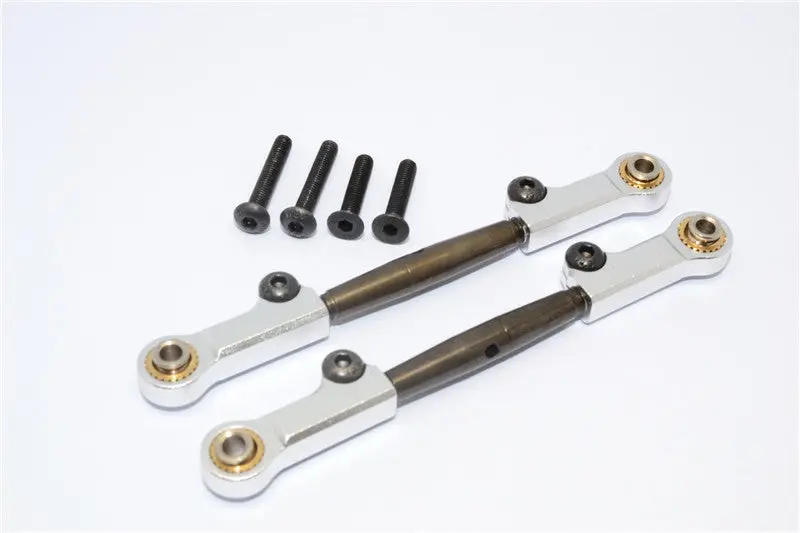 Axial Yeti Spring Steel Steering Anti-Thread Tie Rod With Aluminum Ends - 1Pr Set Silver 1