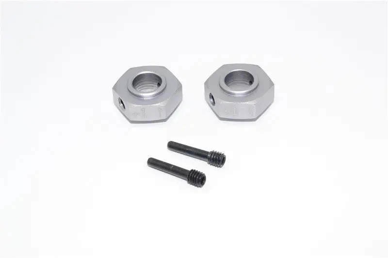Axial Yeti Xl Monster Buggy Aluminum Hex Adapter (+1Mm Thickness) - 2 Pcs Set Gray Silver 1