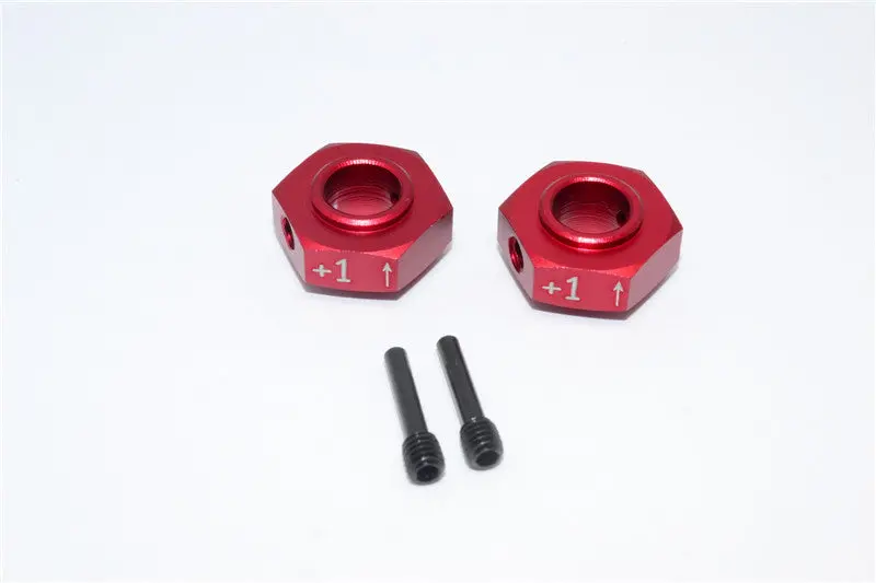 Axial Yeti Xl Monster Buggy Aluminum Hex Adapter (+1Mm Thickness) - 2 Pcs Set Red 1