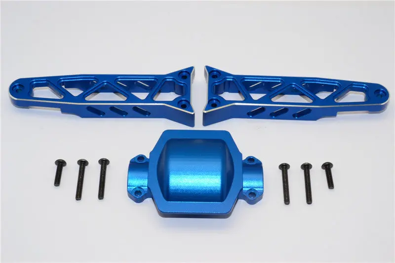 Axial Yeti Xl Monster Buggy Aluminum Rear Axle Housing Mount - 3Pcs Set Blue 1