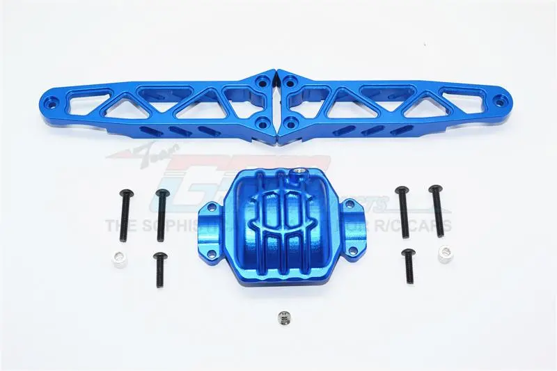 Axial Yeti Xl Monster Buggy Aluminum Rear Axle Housing Mount - 3Pcs Set Blue 1