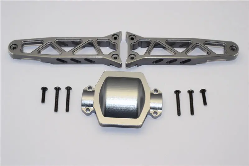 Axial Yeti Xl Monster Buggy Aluminum Rear Axle Housing Mount - 3Pcs Set Gray Silver 1