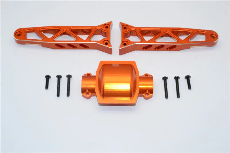 Axial Yeti Xl Monster Buggy Aluminum Rear Axle Housing Mount - 3Pcs Set Orange 1