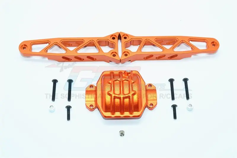 Axial Yeti Xl Monster Buggy Aluminum Rear Axle Housing Mount - 3Pcs Set Orange 1