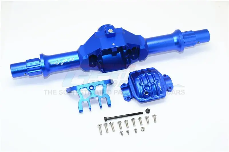 Axial Yeti Xl Monster Buggy Aluminum Rear Gear Box (With Cover) - 1 Set Blue 1