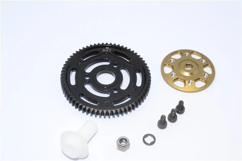 Axial Yeti Xl Monster Buggy Aluminum Spur Gear Adapter + Steel Spur Gear 32 Pitch 64T - 2Pcs Set Titanium 1
