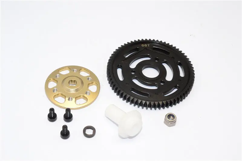 Axial Yeti Xl Monster Buggy Aluminum Spur Gear Adapter + Steel Spur Gear 32 Pitch 664T - 2Pcs Set Titanium 1