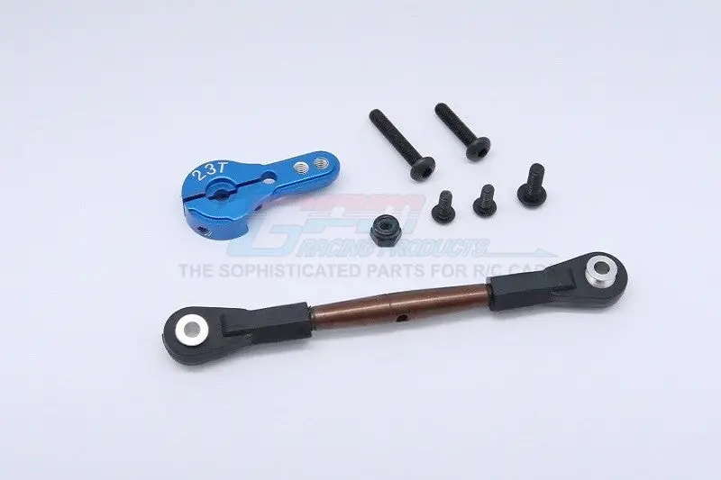Axial Yeti Xl Monster Buggy Spring Steel Anti-Thread Tie Rod With Aluminum Servo Horn For 23T Spline Output Shaft - 1 Set Blue 1