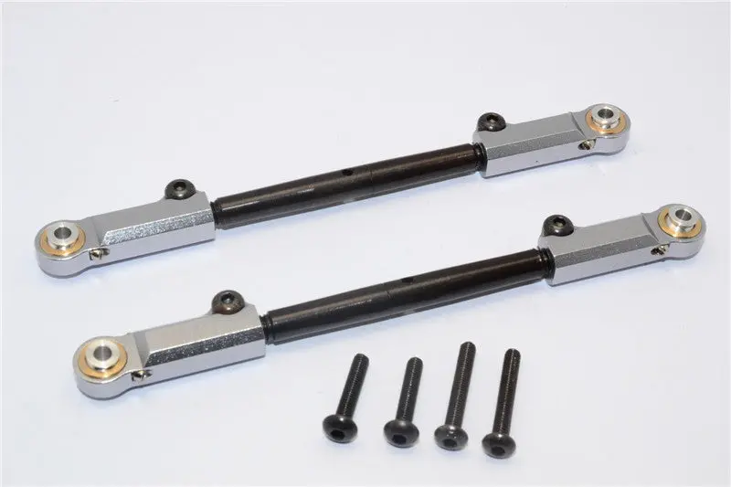 Axial Yeti Xl Monster Buggy Spring Steel Steering Tie Rod With Aluminum Ball Ends - 1Pr Set Gray Silver 1