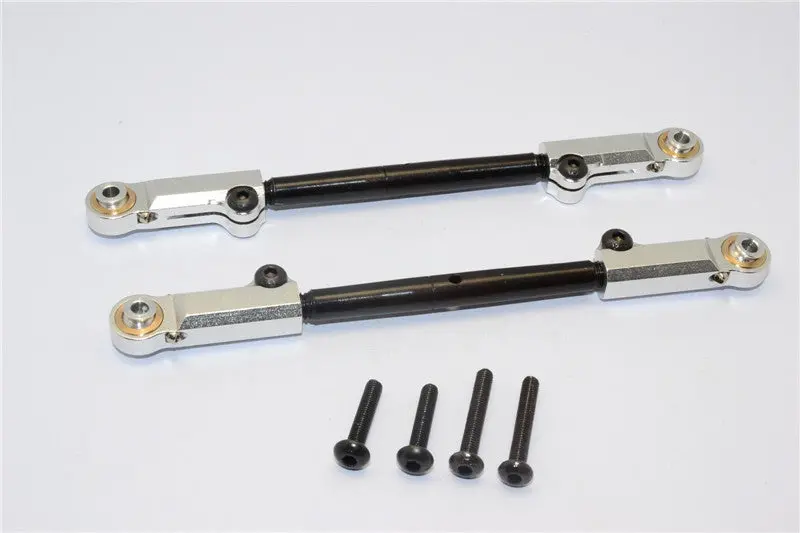 Axial Yeti Xl Monster Buggy Spring Steel Steering Tie Rod With Aluminum Ball Ends - 1Pr Set Silver 1