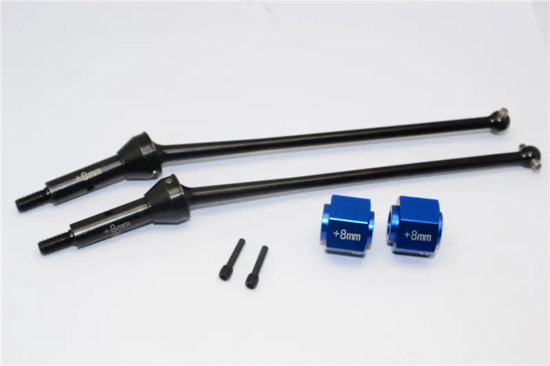 Axial Yeti Xl Monster Buggy Steel #45 Front Cvd Drive Shaft (124Mm) With 8Mm Wheel Hex - 1 Set Blue 1