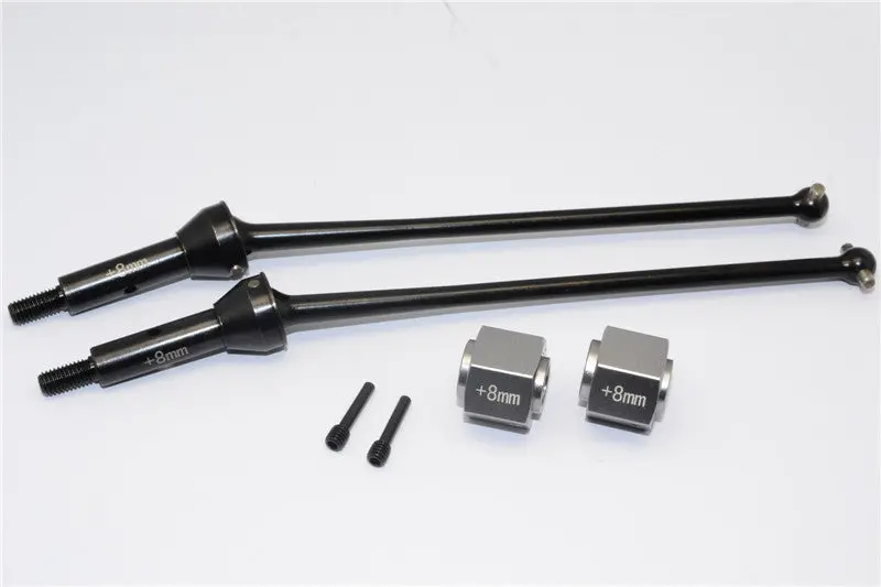 Axial Yeti Xl Monster Buggy Steel #45 Front Cvd Drive Shaft (124Mm) With 8Mm Wheel Hex - 1 Set Gray Silver 1