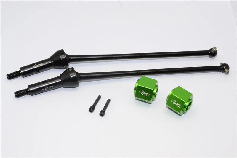 Axial Yeti Xl Monster Buggy Steel #45 Front Cvd Drive Shaft (124Mm) With 8Mm Wheel Hex - 1 Set Green 1