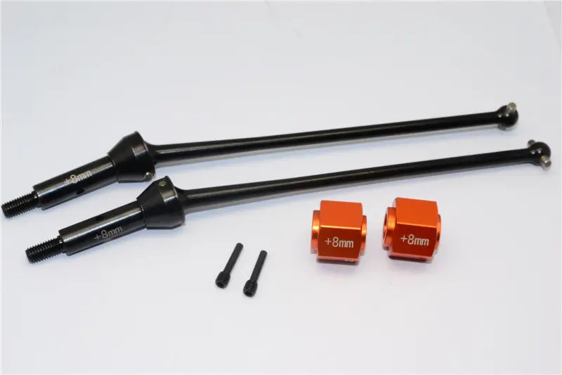 Axial Yeti Xl Monster Buggy Steel #45 Front Cvd Drive Shaft (124Mm) With 8Mm Wheel Hex - 1 Set Orange 1