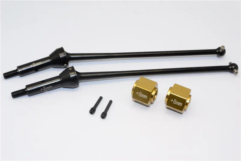 Axial Yeti Xl Monster Buggy Steel #45 Front Cvd Drive Shaft (124Mm) With 8Mm Wheel Hex - 1 Set Titanium 1