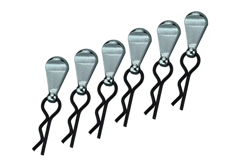 Body Clips + Aluminum Mount For 1/10 To 1/18 Models - 6Pcs Set Gray Silver 1