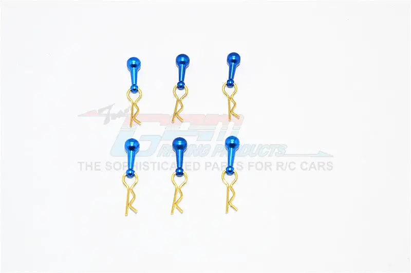 Body Clips + Aluminum Mount For 1/18 To 1/10 Models - 6Pcs Set Blue 1