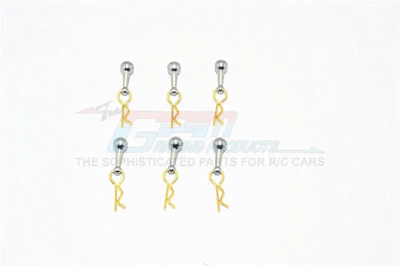 Body Clips + Aluminum Mount For 1/18 To 1/10 Models - 6Pcs Set Gray Silver 1