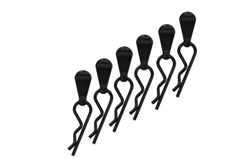 Body Clips + Aluminum Mount For 1/5 To 1/8 Models - 6Pcs Set Black 1
