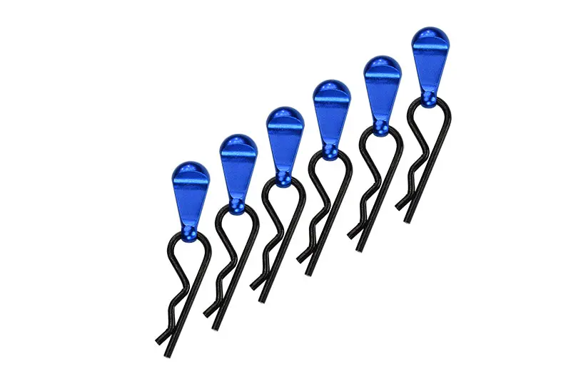 Body Clips + Aluminum Mount For 1/5 To 1/8 Models - 6Pcs Set Blue 1