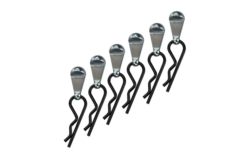 Body Clips + Aluminum Mount For 1/5 To 1/8 Models - 6Pcs Set Gray Silver 1