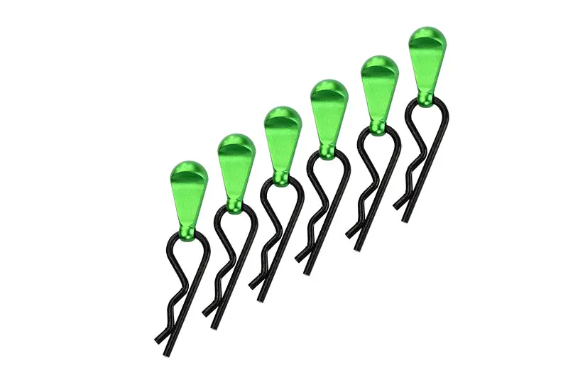 Body Clips + Aluminum Mount For 1/5 To 1/8 Models - 6Pcs Set Green 1