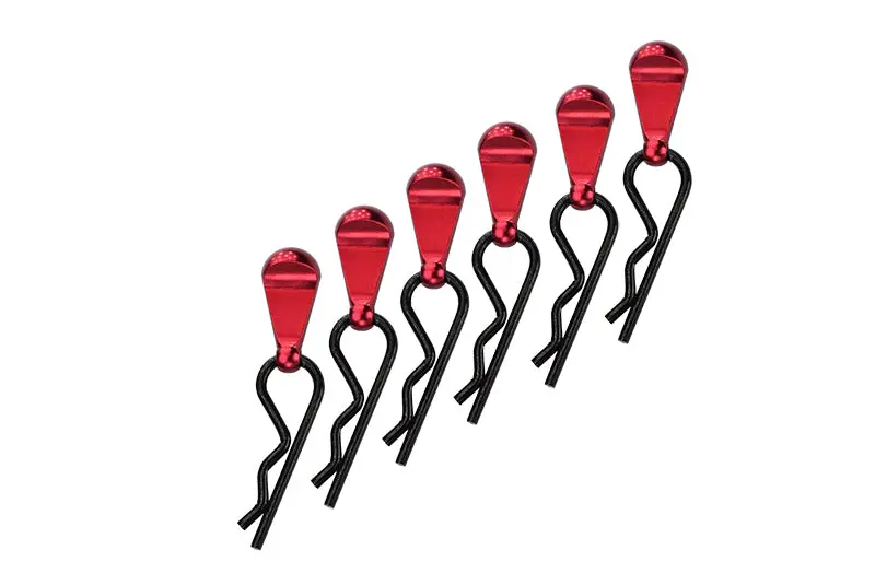 Body Clips + Aluminum Mount For 1/5 To 1/8 Models - 6Pcs Set Red 1