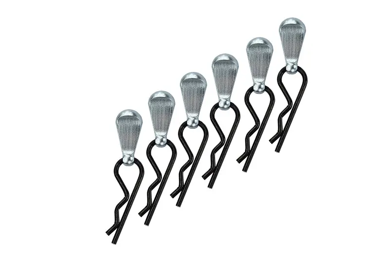 Body Clips + Aluminum Mount For 1/5 To 1/8 Models - 6Pcs Set Silver 1