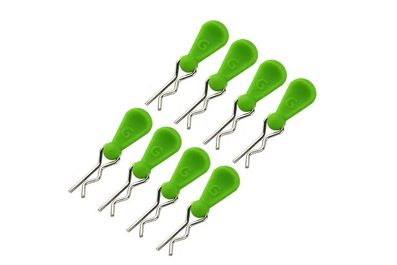 Body Clips + Silicone Mount For 1/10 Rc Cars - 8Pc Set Green 1