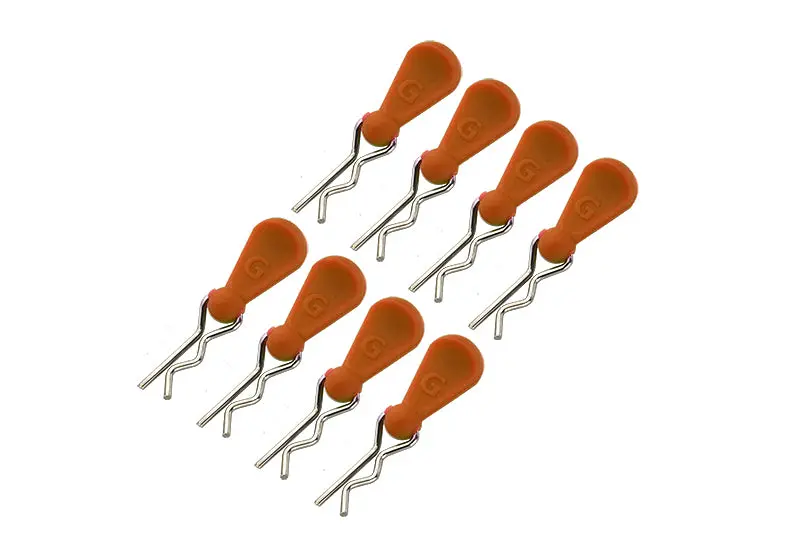 Body Clips + Silicone Mount For 1/10 Rc Cars - 8Pc Set Orange 1