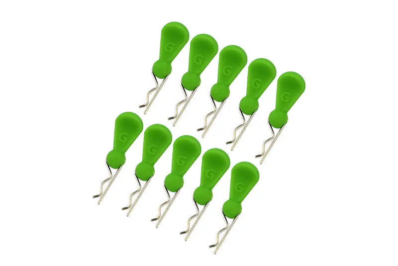Body Clips + Silicone Mount For 1/16 To 1/18 Rc Cars - 10Pc Set Green 1