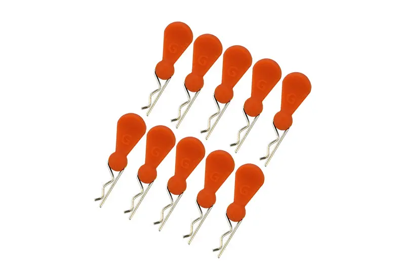 Body Clips + Silicone Mount For 1/16 To 1/18 Rc Cars - 10Pc Set Orange 1