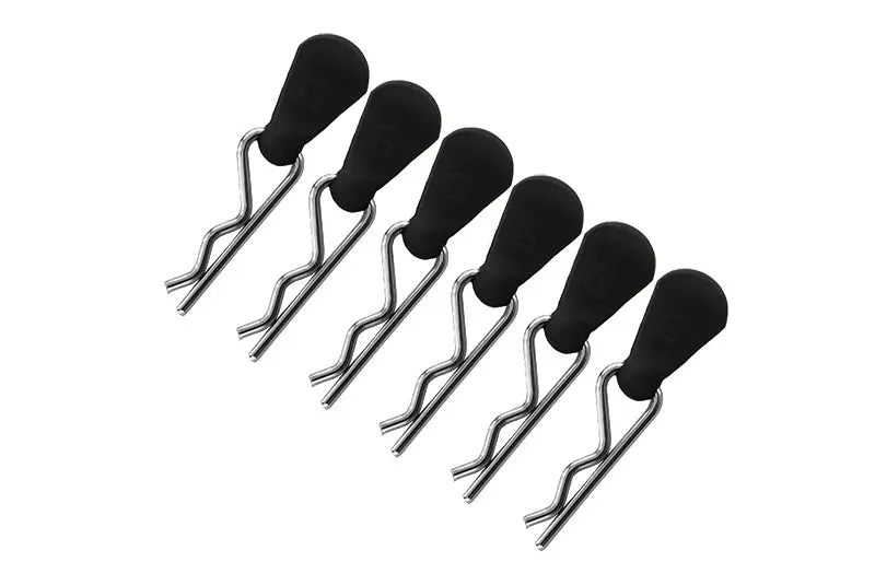 Body Clips + Silicone Mount For 1/5 To 1/8 Rc Cars - 6Pc Set Black 1