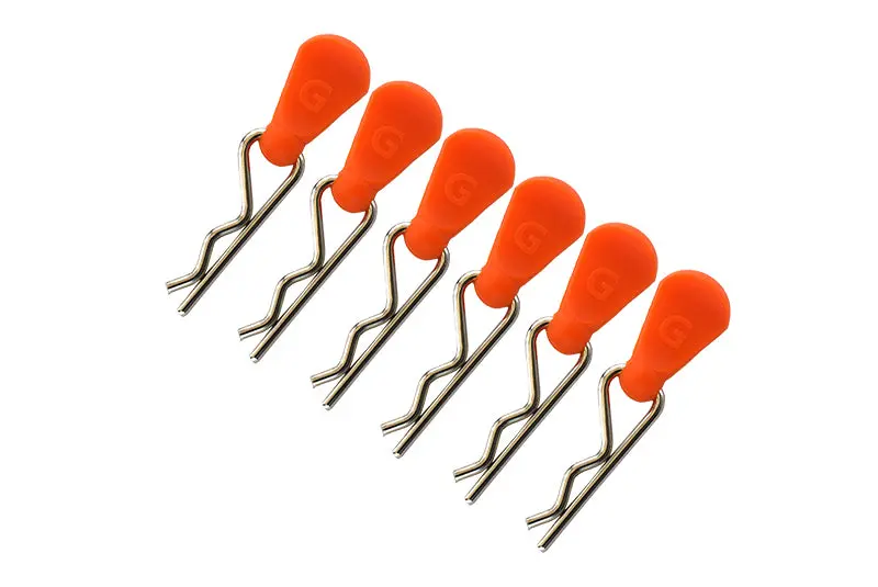 Body Clips + Silicone Mount For 1/5 To 1/8 Rc Cars - 6Pc Set Orange 1