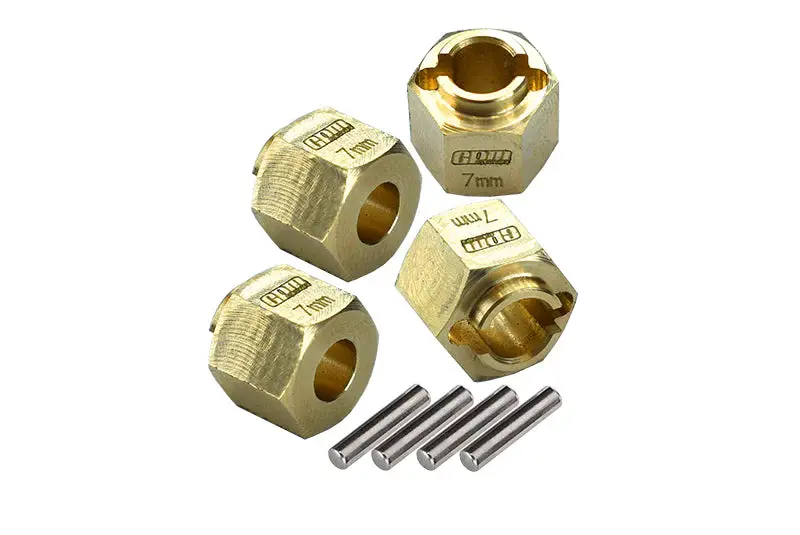 Brass 7Mm Wheel Hex Hub Extenders (+1.5Mm) For Traxxas 1:18 Trx4m Ford Bronco Mini Crawler 97074-1 / Trx4m K10 High Trail Crawler 97064-1 Upgrades 1