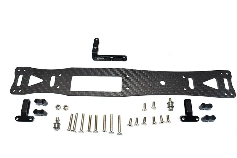Carbon Fiber + Aluminum Sub Chassis For Tamiya 1/10 4Wd Ta08 Pro 58693 - 27Pc Set Black 1