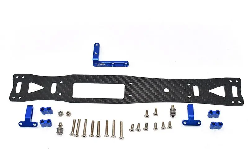 Carbon Fiber + Aluminum Sub Chassis For Tamiya 1/10 4Wd Ta08 Pro 58693 - 27Pc Set Blue 1