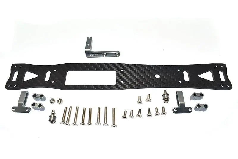 Carbon Fiber + Aluminum Sub Chassis For Tamiya 1/10 4Wd Ta08 Pro 58693 - 27Pc Set Gray Silver 1