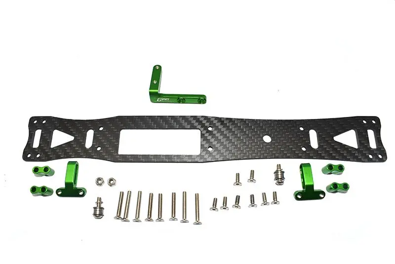 Carbon Fiber + Aluminum Sub Chassis For Tamiya 1/10 4Wd Ta08 Pro 58693 - 27Pc Set Green 1
