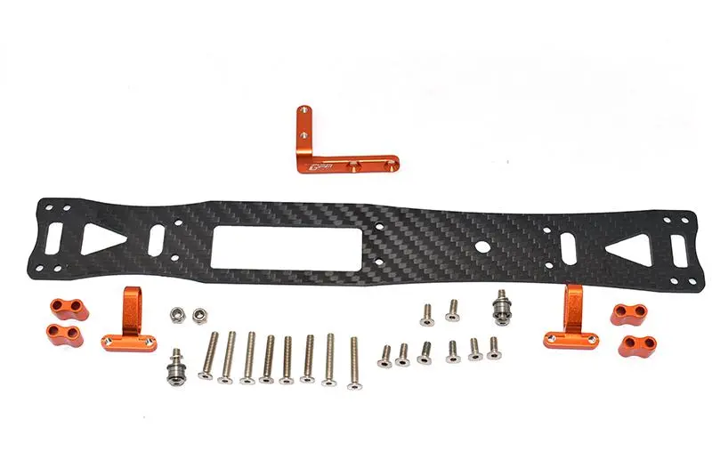 Carbon Fiber + Aluminum Sub Chassis For Tamiya 1/10 4Wd Ta08 Pro 58693 - 27Pc Set Orange 1